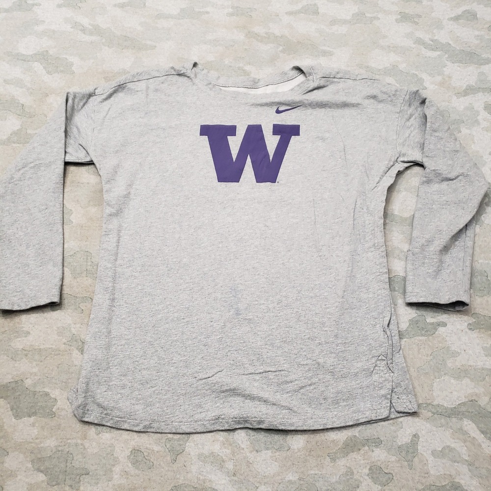 Washington Huskies Top Womens Large Gray Long Sleeve Nike